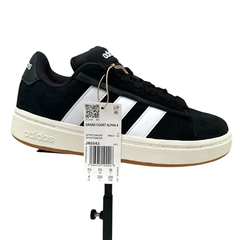 Adidas Grand Court Alpha Mens Youth Boys Classic Style Shoes Size 4 Black White‎